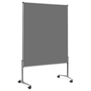 EuroPin UT pinboard p hjul - filt i gr antracit RAL 9294 - ramme aluminum gr RAL 9007