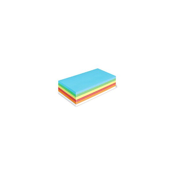 Rektangulre kort, 250 styk, 9,5 x 20,5 cm, assortede farver i 130 gr./m2