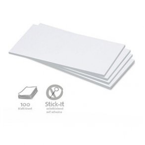 100 Stick-It kort - rektangulre, hvide 9,5 x 20,5 cm