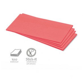 100 Stick-It kort - rektangulre rde 9,5 x 20,5 cm