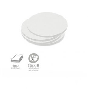 100 Stick-It Cards - round small, white  9,5 cm