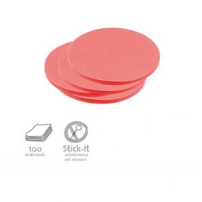 100 Stick-It kort - runde sm, rd  9,5 cm