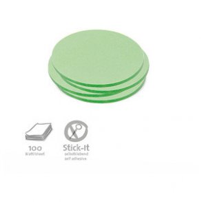 100 Stick-It kort - runde sm, grn  9,5 cm