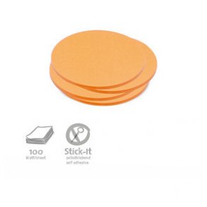 100 Stick-It kort - sm runde orange  9,5 cm
