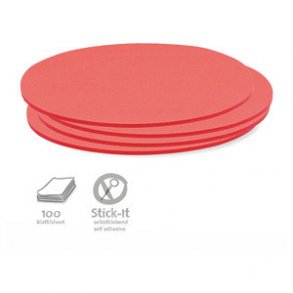 100 Stick-It kort - ovale, rd 11 x 19 cm