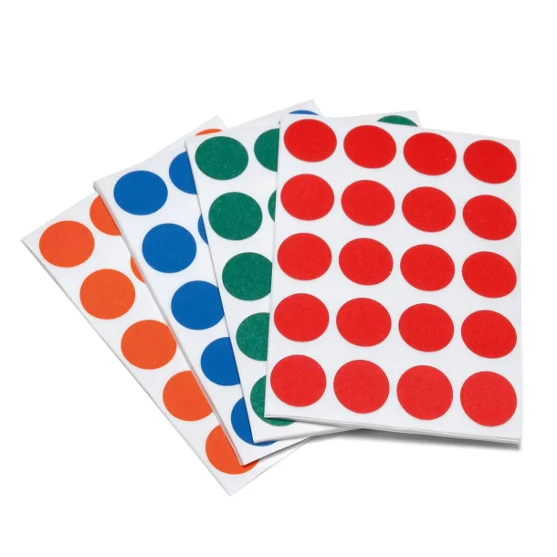 Voting dots, d 20 mm, 1000 styk i farverne Rd, Bl Grn og Orange