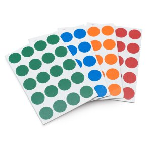 Voting dots, d 20 mm, 1000 styk i farverne Rd, Bl Grn og Orange