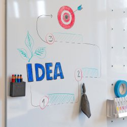 Whiteboard och Bldderblockpenna STABILO MARKDry: set om 4