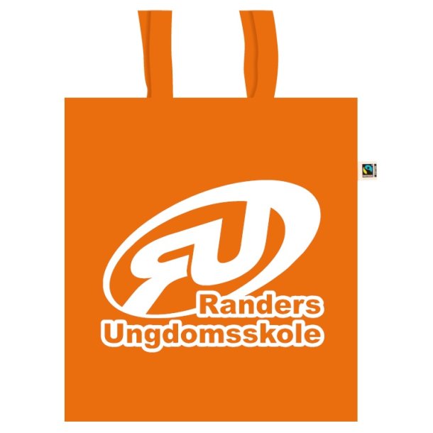 Bomuldstaske i orange med hvid tryk fair trade